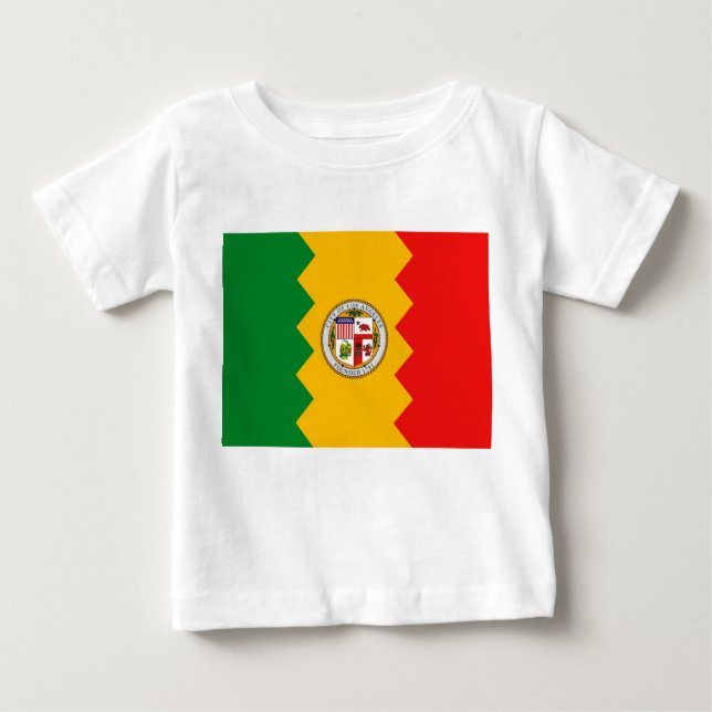 Camiseta Para Bebê Baby T-Shirt com Flag of Los Angeles, EUA (Frente)
