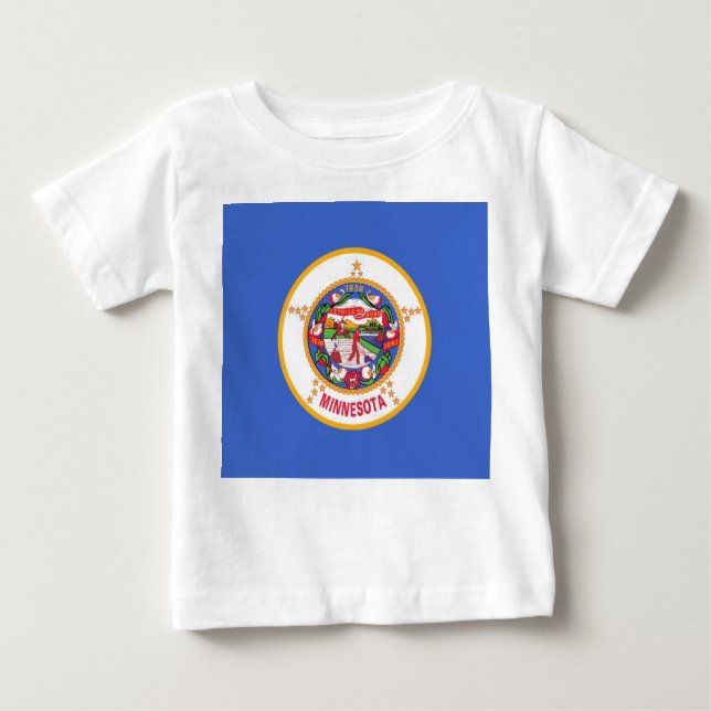 Camiseta Para Bebê Baby T shirt com Flag of Minnesota, EUA (Frente)