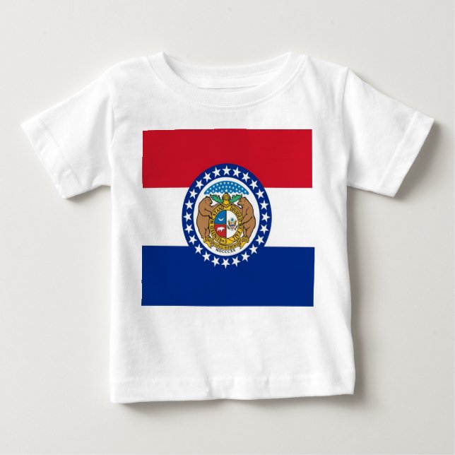 Camiseta Para Bebê Baby T shirt com Flag of Missouri, EUA (Frente)
