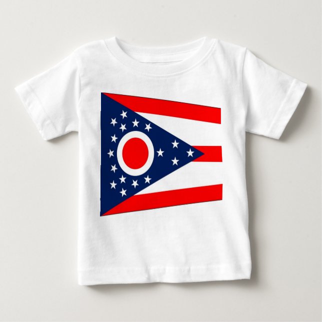 Camiseta Para Bebê Baby T Shirt com Flag of Ohio, EUA (Frente)