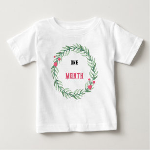 Camiseta Para Bebê Baby T-Shirt com legenda "Um Mês"