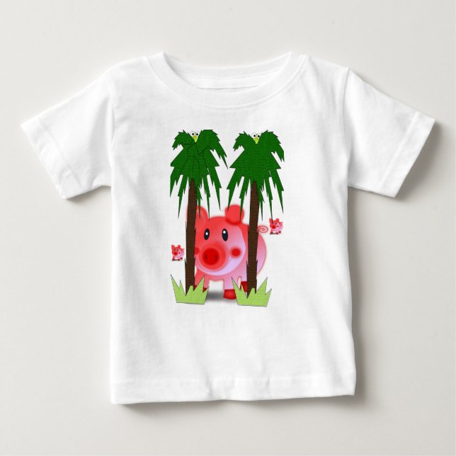 Camiseta Para Bebê Baby T-Shirt Pig (Frente)