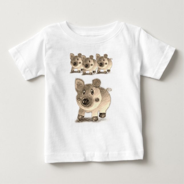 Camiseta Para Bebê Baby T-Shirt Pig (Frente)