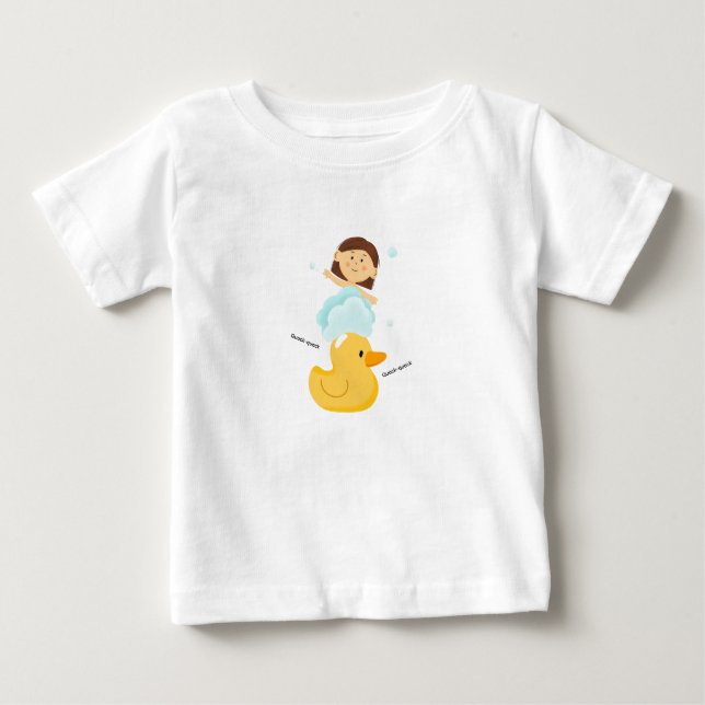 Camiseta Para Bebê Baby T-Shirt with duck and girl (Frente)