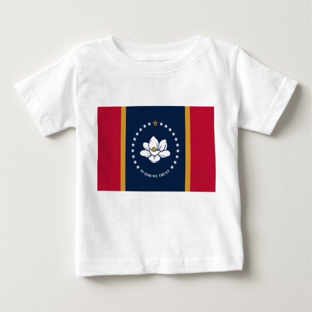 Camiseta Para Bebê Baby T-Shirt with Flag of Mississippi (Frente)