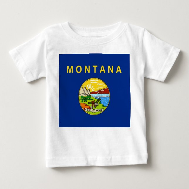 Camiseta Para Bebê Baby T Shirt with Flag of Montana, EUA (Frente)