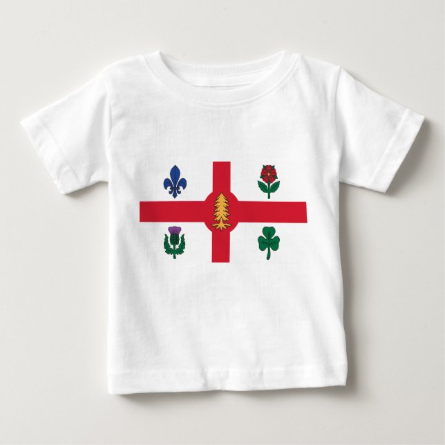 Camiseta Para Bebê Baby T-Shirt with Flag of Montreal (Frente)