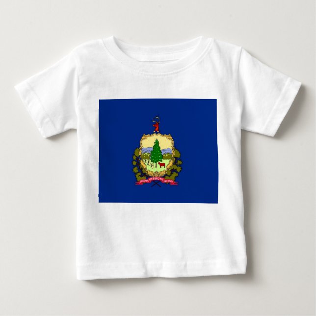 Camiseta Para Bebê Baby T Shirt with Flag of Vermont, EUA (Frente)