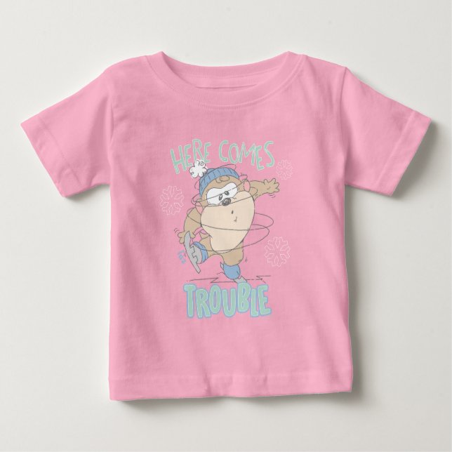 Camiseta Para Bebê Baby TAZ™ Winter Ice Skating (Frente)