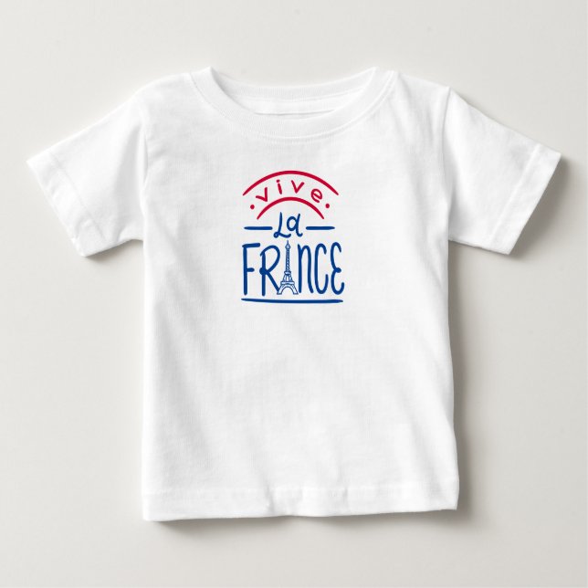 Camiseta Para Bebê Baby Tee - Celebração Francesa - Arte Torre Eiffel (Frente)