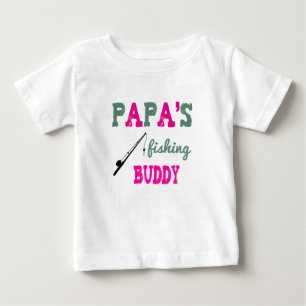 Camiseta Para Bebê Baby Tee Papai Companheiro de Pesca (rosa)