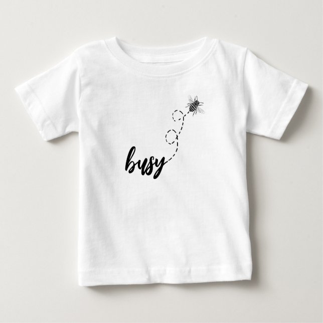 Camiseta Para Bebê Baby Toddler T-Shirt - Abelha Ocupada (Frente)