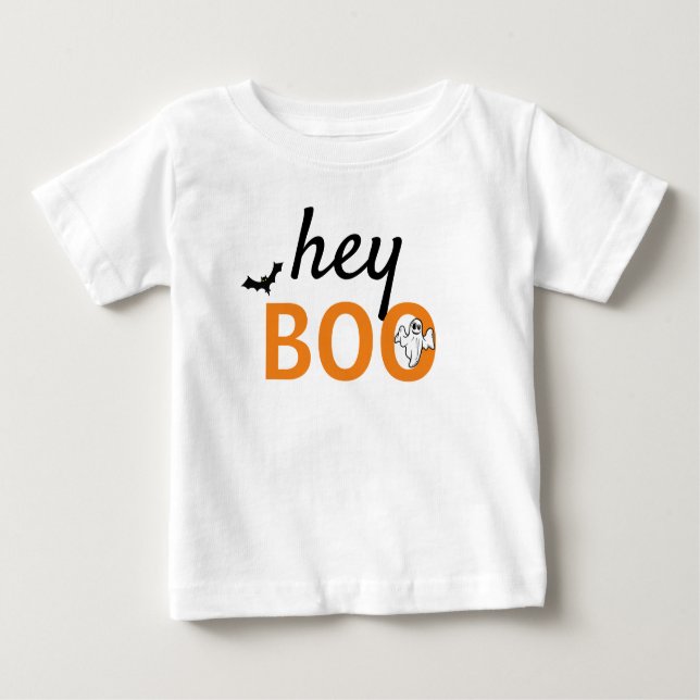Camiseta Para Bebê Baby TShirt - hey BOO Ghost / Bats (Frente)