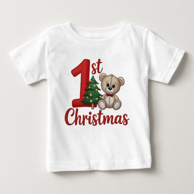 Camiseta Para Bebê Baby's 1st Christmas Embroidery Kit – Celebrate Th (Frente)