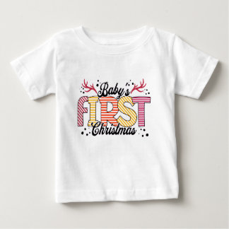 Camiseta Para Bebê Baby's First Christmas T-shirt Design