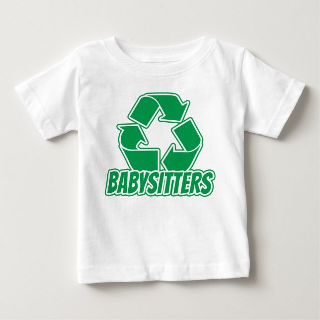 Camiseta Para Bebê Babysitter reciclar (Frente)
