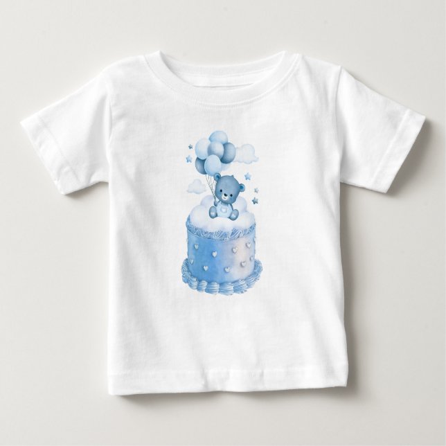 Camiseta Para Bebê Bacia do Urso de Aniversário: Celebração do Balão (Frente)