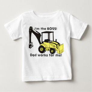 Camiseta Para Bebê backhoe_loader, eu sou o CHEFE! , O pai trabalha