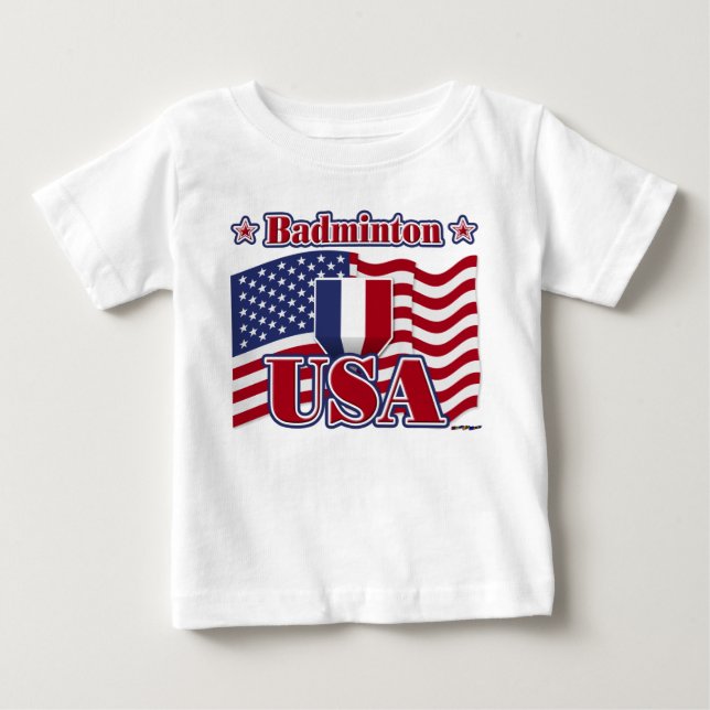 Camiseta Para Bebê Badminton EUA (Frente)