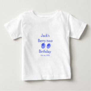 Camiseta Para Bebê Baga dois aniversário azul baga adicionar nome dat