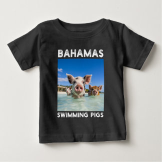Camiseta Para Bebê Bahamas Nadando Porcos Exuma