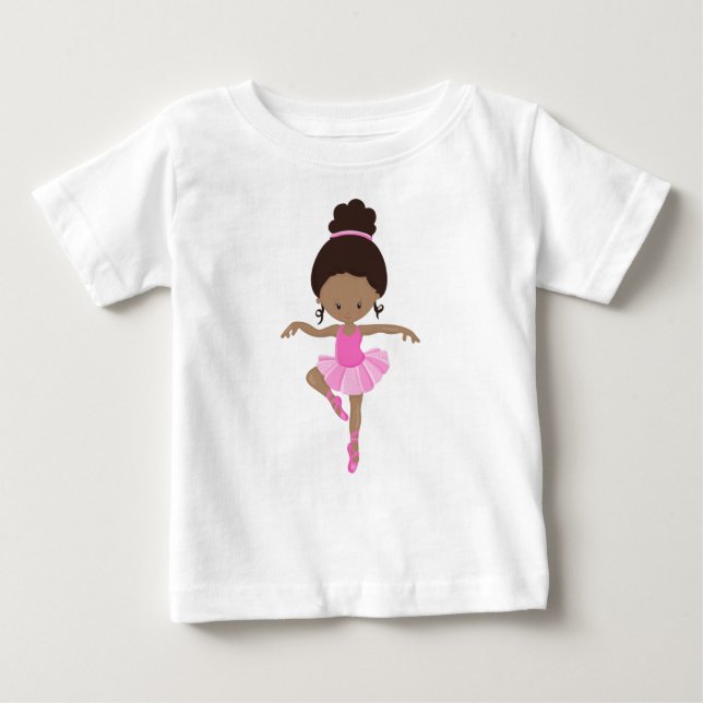 Camiseta Para Bebê Bailarina Afro-Americana, Garota de Ballet, Tutu R (Frente)