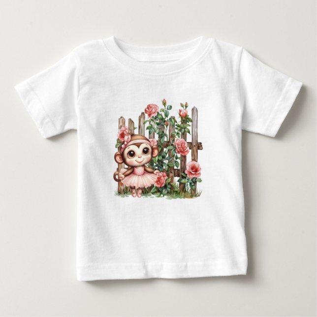 Camiseta Para Bebê Bailarina de Macaco (Frente)