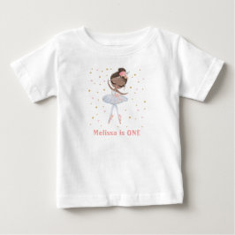 Camiseta Para Bebê Bailarina de Tutu Preto Menina no Primeiro ou Qual