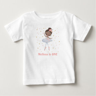 Camiseta Para Bebê Bailarina de Tutu Preto Menina no Primeiro ou Qual