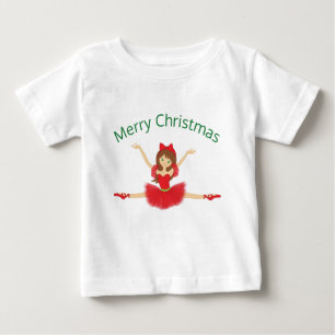 Camiseta Para Bebê Bailarina Feliz Natal   Ballet