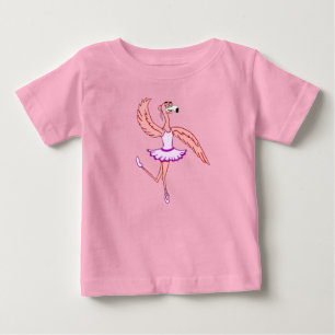 Camiseta Para Bebê Bailarina Flamingo