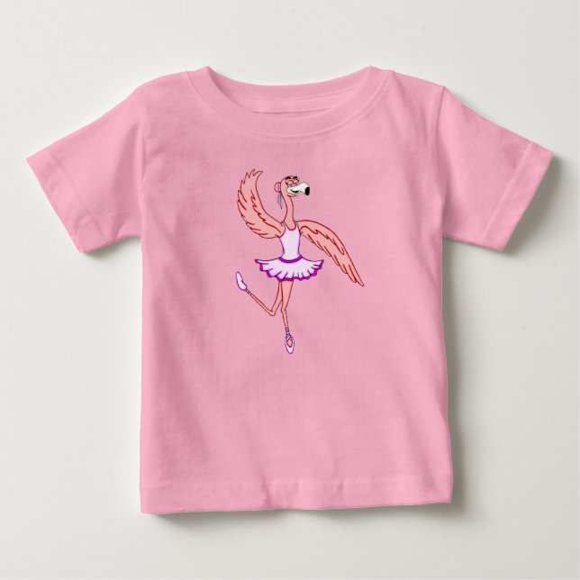 Camiseta Para Bebê Bailarina Flamingo (Frente)