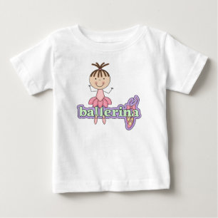 Camiseta Para Bebê Bailarina Morena - Body com Tutu Rosa de Bebê