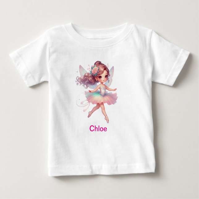 Camiseta Para Bebê Bailarina personalizada com nome de menina (Frente)