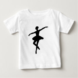 Camiseta Para Bebê Bailarina Simples de Ballet Preto e Branco