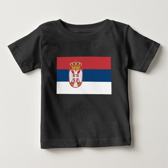Camiseta Para Bebê Baixo custo! Bandeira da Sérvia (Frente)