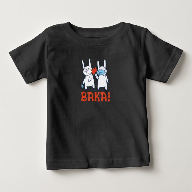 Camiseta Para Bebê Baka Rabbit Slap Face Mask - Baka Japonês (Frente)