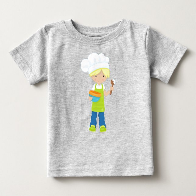 Camiseta Para Bebê Baking, padeiro, padaria, pron, menino bonito, cab (Frente)