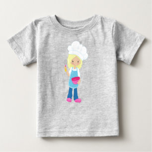 Camiseta Para Bebê Baking, padeiro, pastelaria, gata-branca, cabelo l