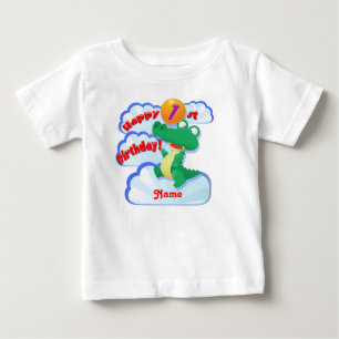 Camiseta Para Bebê Balão de Alligador de primeiros aniversarios Feli