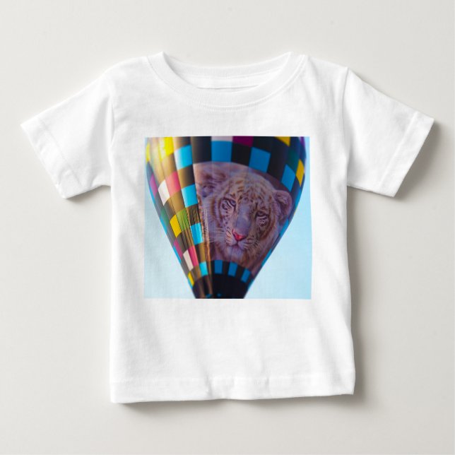 Camiseta Para Bebê Balão de ar quente, leopardo de neve, Olathe, (Frente)
