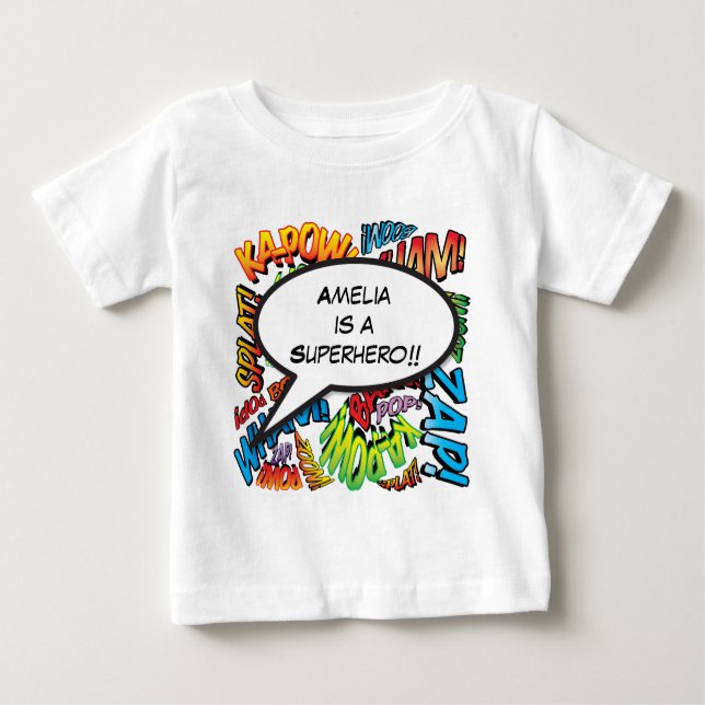 Camiseta Para Bebê Balão de Fala de Arte Pop de Quadrinhos Personaliz (Frente)