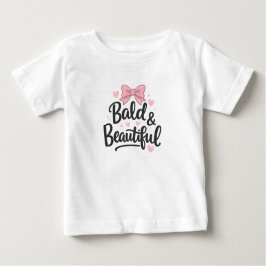 Camiseta Para Bebê Bald & Beautiful Pink Bow Baby Gift T-Shirt