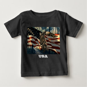 Camiseta Para Bebê Bald Eagle American Flag Country Road
