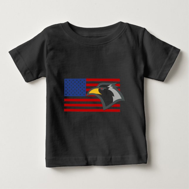Camiseta Para Bebê Bald Eagle na bandeira americana (Frente)