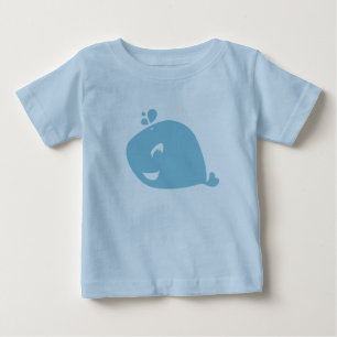 Camiseta Para Bebê Baleia Azul Feliz e Fofa