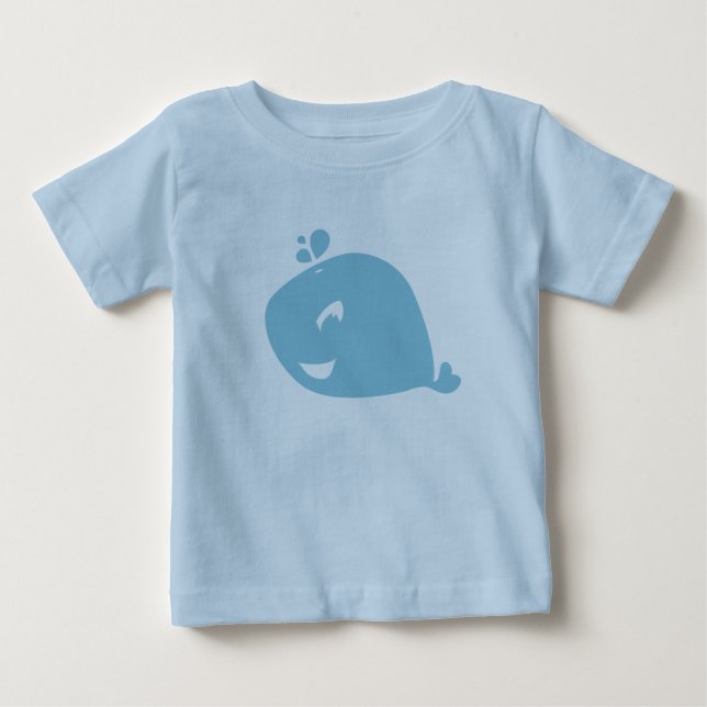 Camiseta Para Bebê Baleia Azul Feliz e Fofa (Frente)