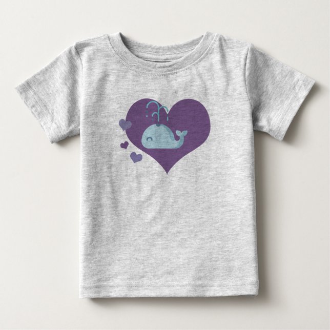 Camiseta Para Bebê Baleia branca (Frente)