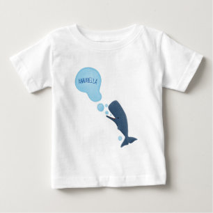 Camiseta Para Bebê Baleia cachalote fofa soprando bolhas desenho anim