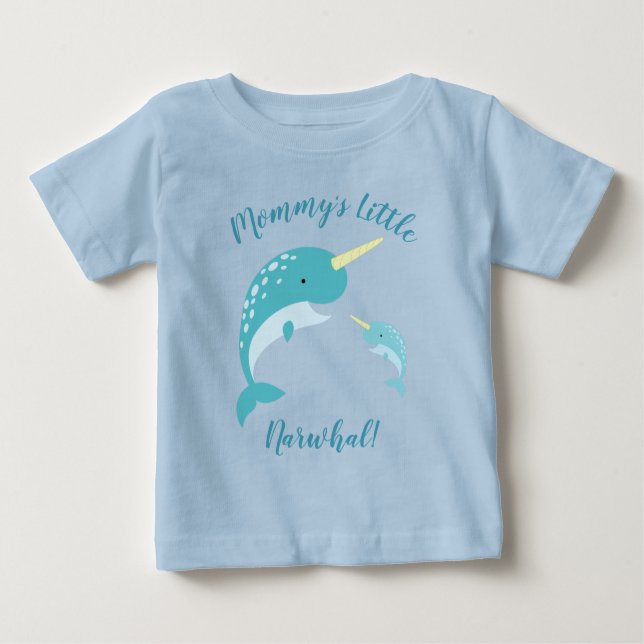 Camiseta Para Bebê Baleia Chá de fraldas Narral Blue Boy (Frente)